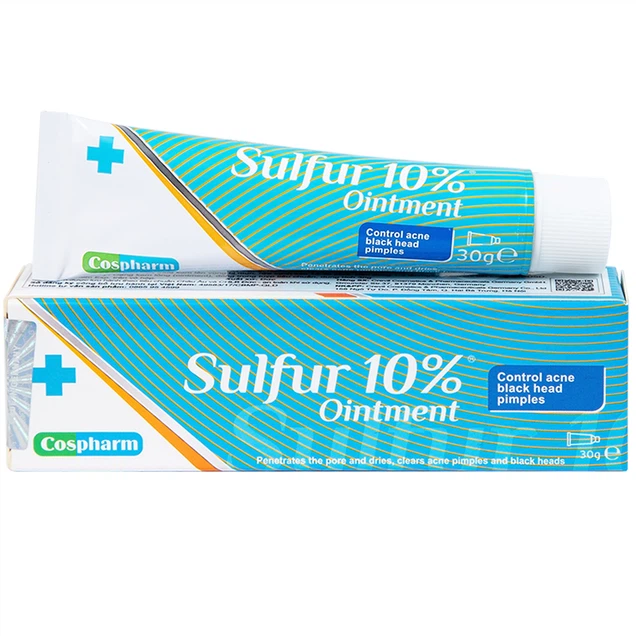 Kem bôi trị mụn Cospharm Sulfur 10% Ointment - Kháng khuẩn mạnh với Colloidal Sulfur 10% và Shea Butter